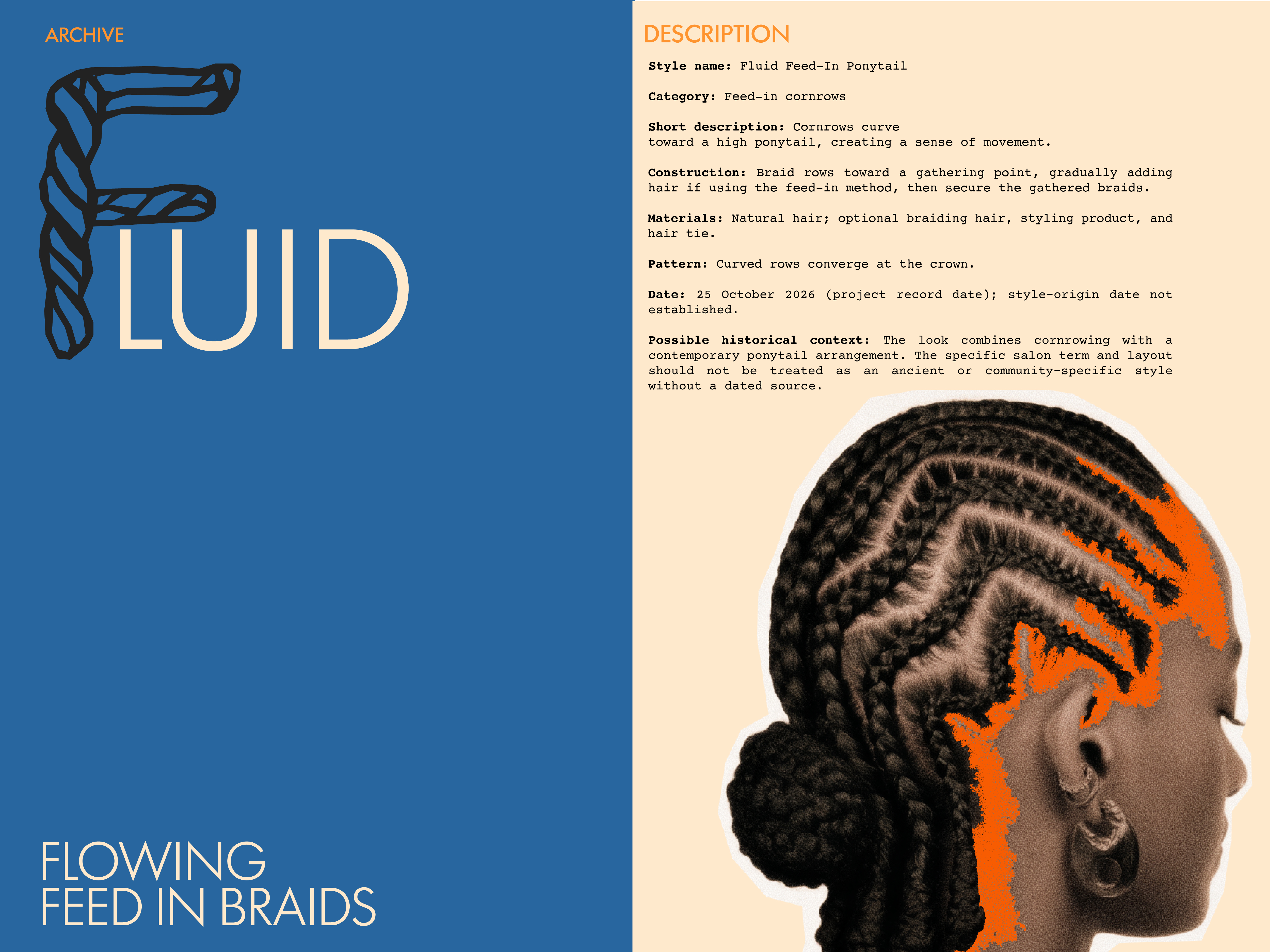 The original hairstyle record artwork for Fluid Feed-In Ponytail.